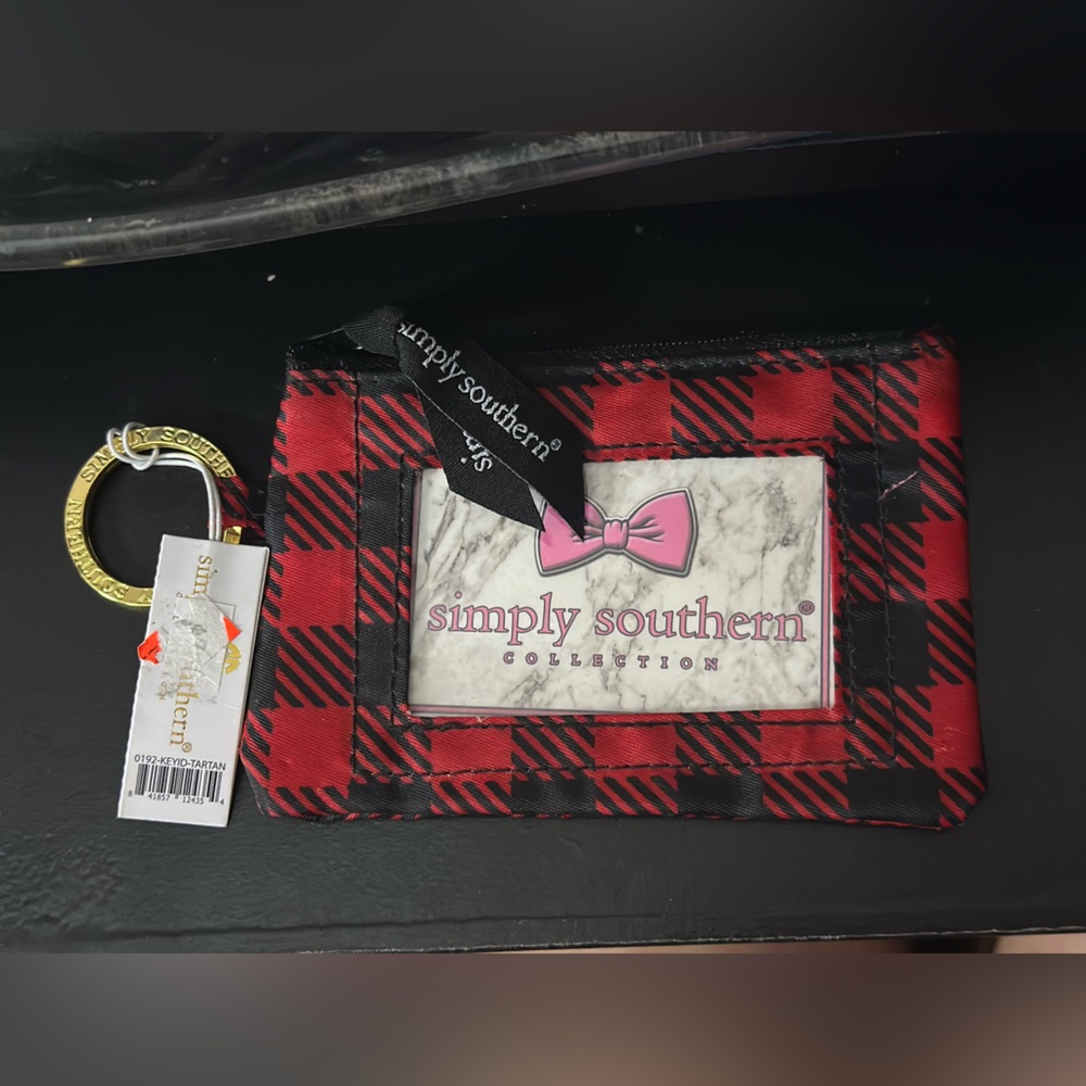 Simply Southern Accessories Red & Black Plaid Keychain Card Holder / Wallet NWT